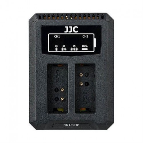 JJC USB Dual Battery Charger fits Canon LP-E12
