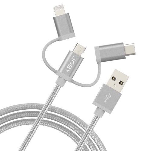 Joby Braided USB to Lightning ,Type-C, micro USB Cable Γκρι 1.2m (JB01818-BWW)
