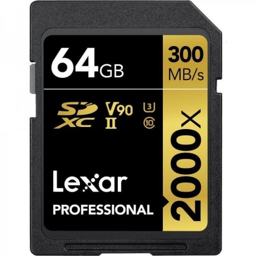 Lexar Professional 2000x SDXC 64GB Class 10 U3 V90 UHS-II Gold Series