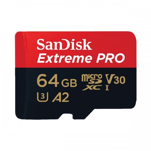 Sandisk Extreme Pro microSDXC 64GB U3 V30 A2 UHS-I με αντάπτορα 200MB/s