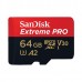 Sandisk Extreme Pro microSDXC 64GB U3 V30 A2 UHS-I με αντάπτορα 200MB/s